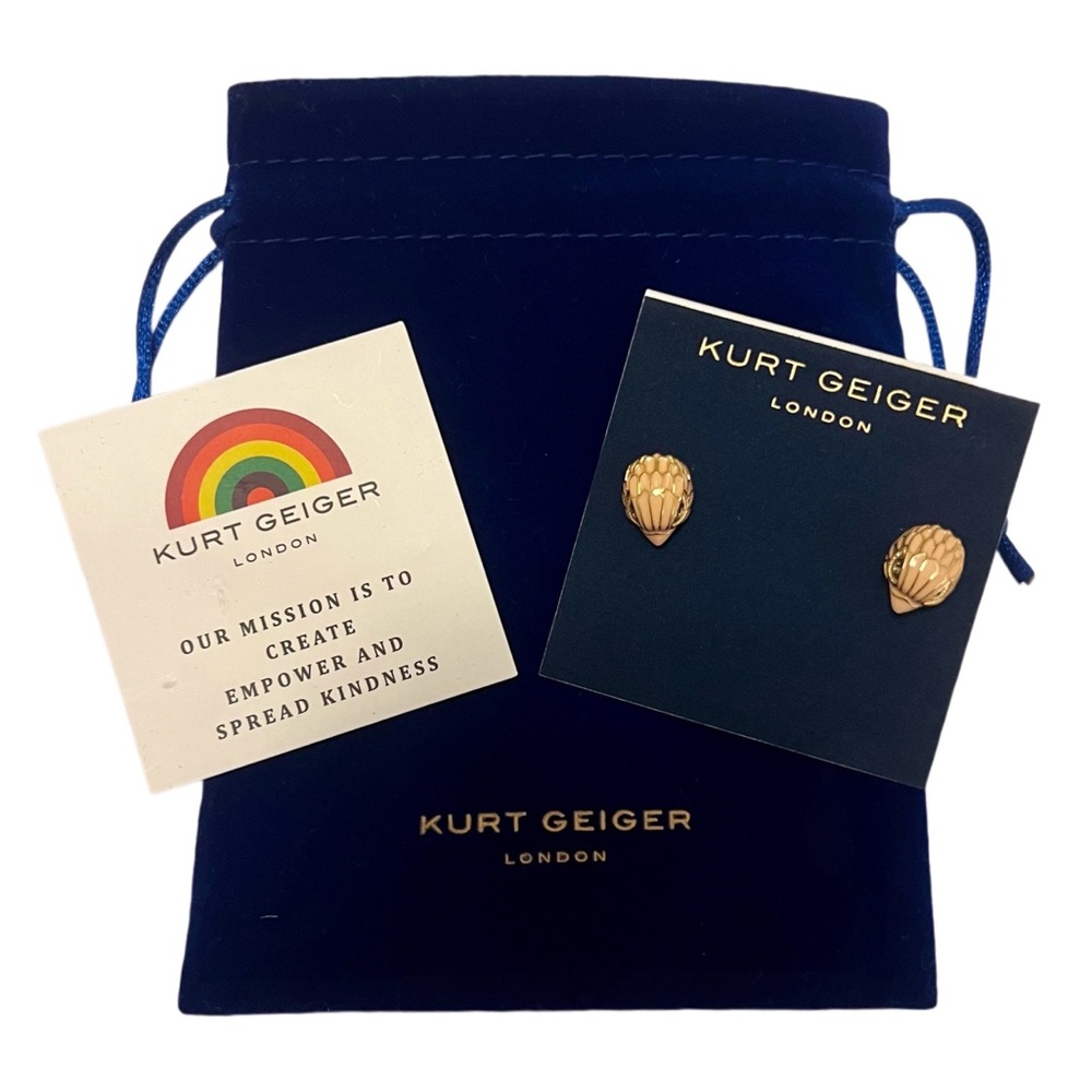 Kurt Geiger Enamel Pink Eagle Head Stud Earrings w/ Dust Pouch